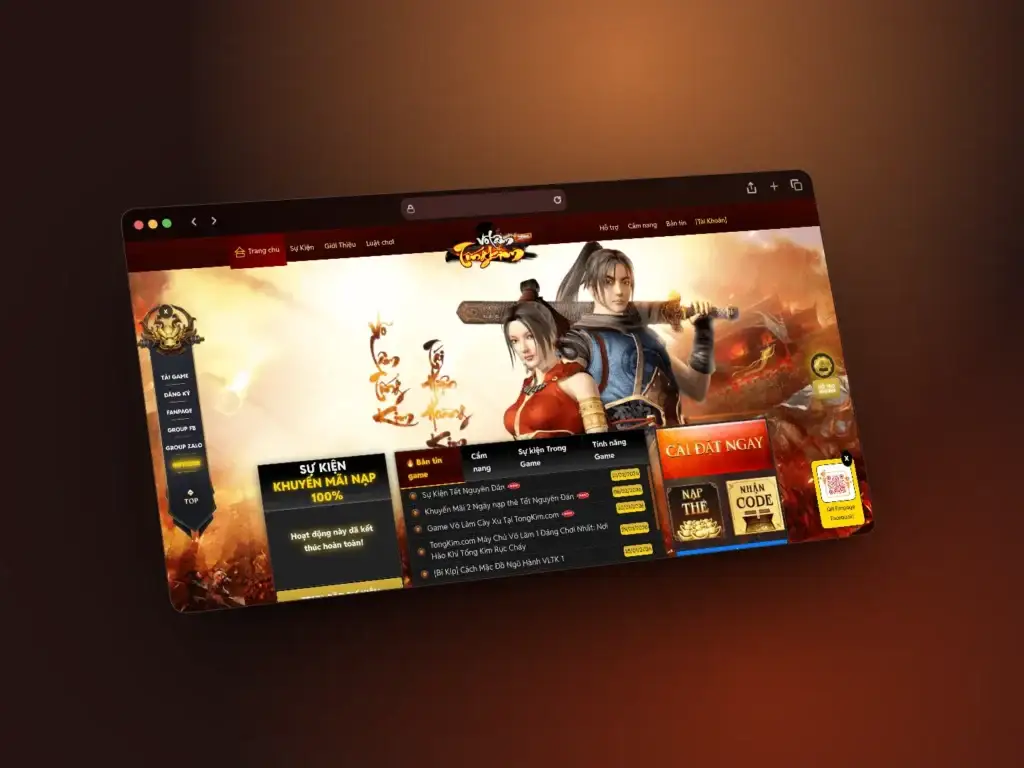 Dự án thiết kế web Trang Chủ Game Võ Lâm Truyền Kỳ VNG2005 TongKim.com