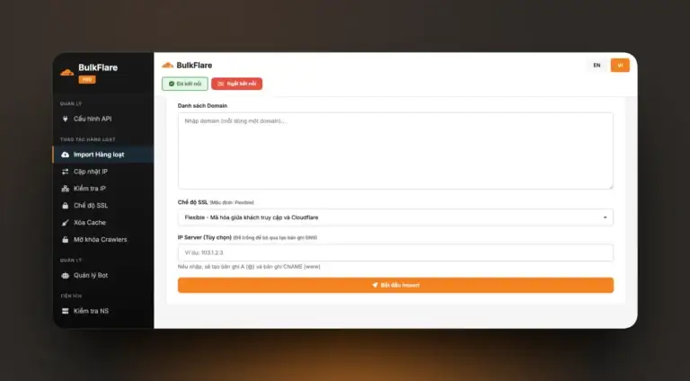 Hình ảnh dự án BulkFlare – Quản Lý Hàng Loạt Domain Cloudflare - 1