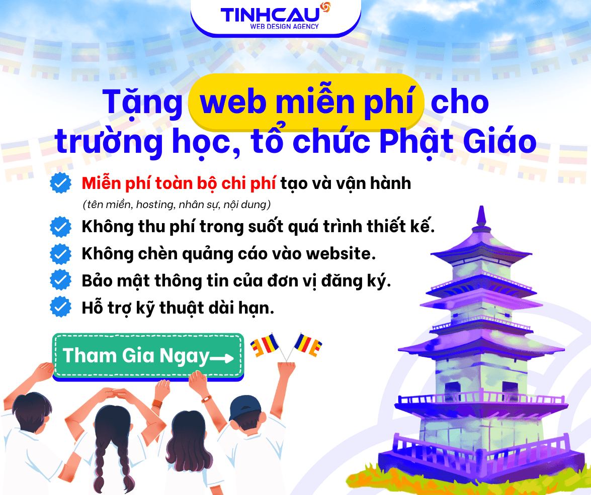 web miễn phí cho trường học và chùa